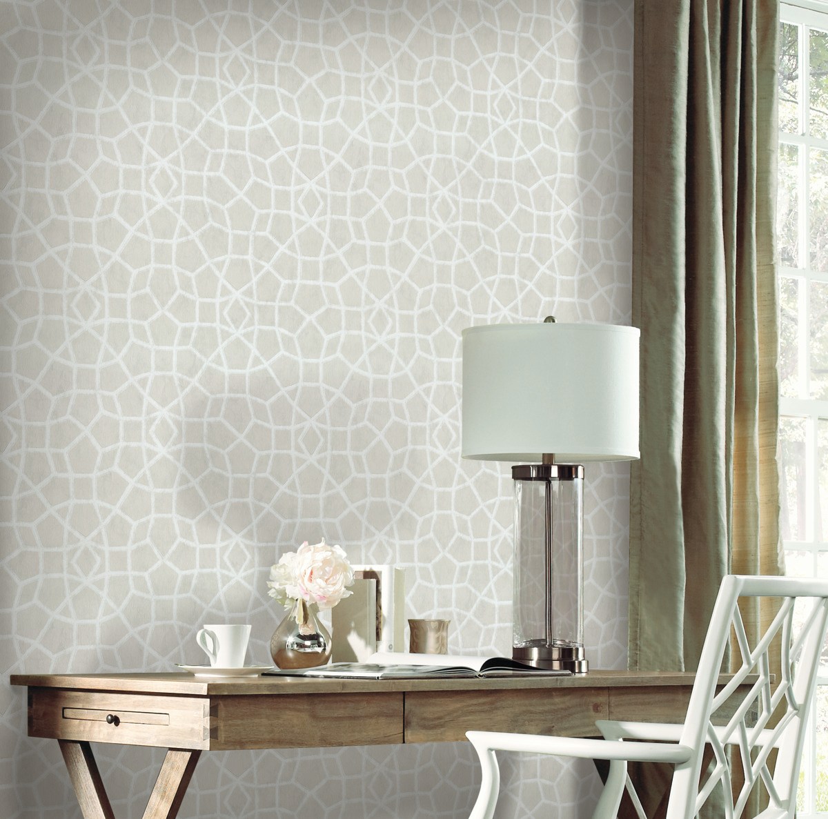 Обои Ronald Redding Handcrafted Naturals Sculptural Web HC7524 фото в интерьере